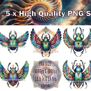 Skarabäus-Käfer PNG x 5, Skarabäus-Käfer-Sublimation, Skarabäus-Käfer-T-Shirt-Design, ägyptische PNG, ägyptische Käfer Clipart, ägyptische Wandkunst