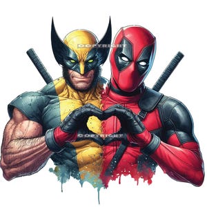 Deadpool and Wolverine, png x 5, Deadpool and Wolverine-T-shirtontwerp, Deadpool-sublimatie, Deadpool and Wolverine-film, png PNGEgg afbeelding 4
