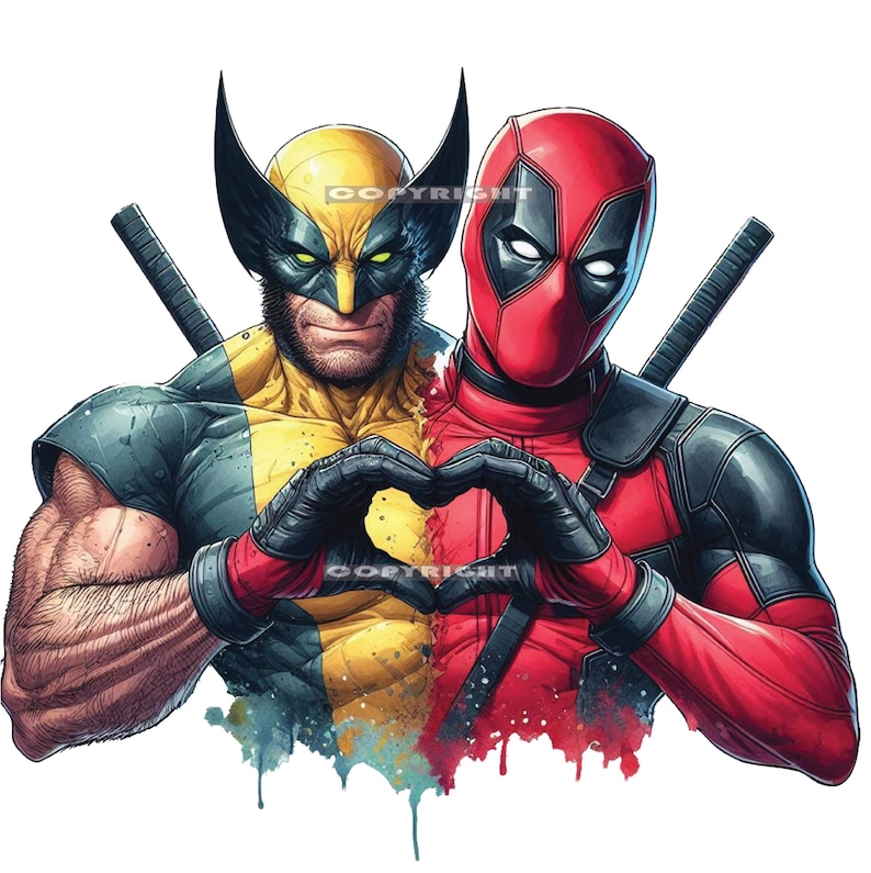 Deadpool and Wolverine, png x 5, Deadpool and Wolverine-T-shirtontwerp, Deadpool-sublimatie, Deadpool and Wolverine-film, png PNGEgg afbeelding 4