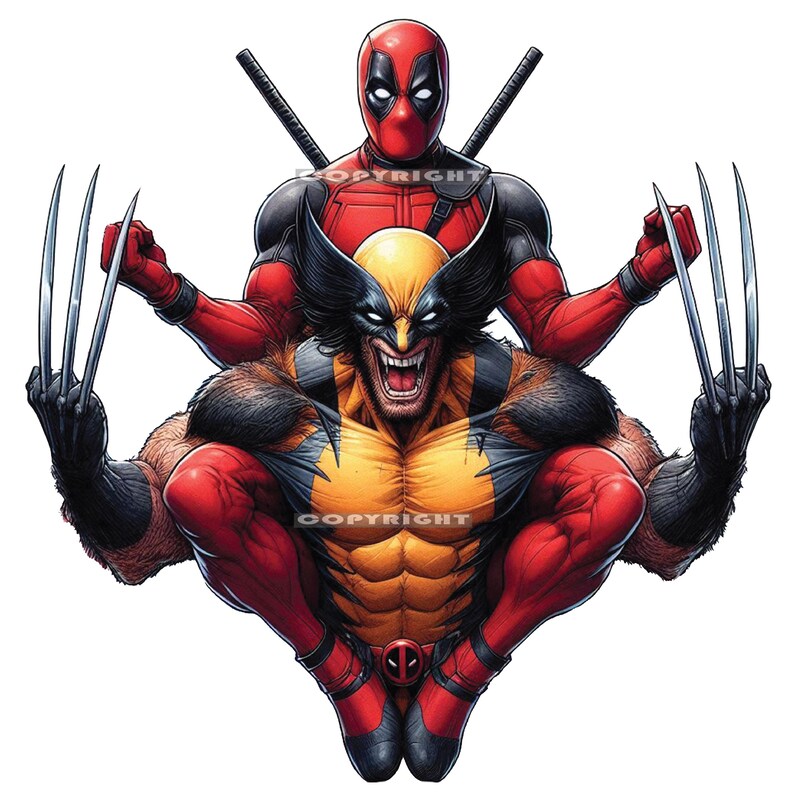 Deadpool and Wolverine, png x 5, Deadpool and Wolverine-T-shirtontwerp, Deadpool-sublimatie, Deadpool and Wolverine-film, png PNGEgg afbeelding 5