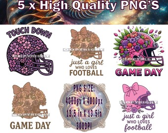 Pacchetto PNG Football Girl x 5, disegni sublimatici di football femminile, download immediato, immagini ad alta risoluzione per progetti e artigianato.