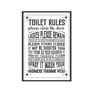 Grappig badkamerbord citaat toiletregels badkamerregels ingelijste A4-poster decor cadeau wanddecoratie gedrukt op gerecycled karton 250 gsm