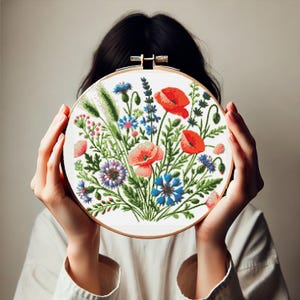 Cross Stitch Summer Meadow PDF Pattern | Monochrome Vintage DIY Embroidery Instant Download Gift