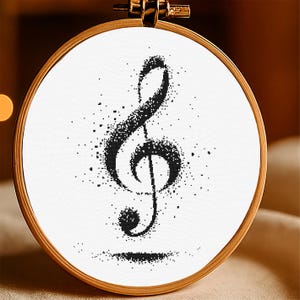 Cross Stitch Monochrome - Sounds of Silence PDF Pattern, Vintage Easter DIY Gift, Instant Download Embroidery Design