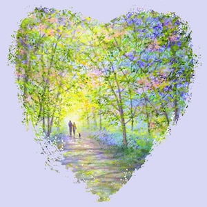 Biglietto d'auguri per camminatori di alberi del bosco ~ Luce solare e ombre ~ Cuore II