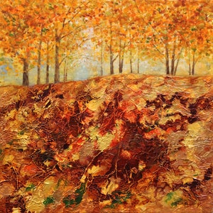 Cartão de felicitações com texturas de outono e árvores abstratas ~ Autumn Hill II