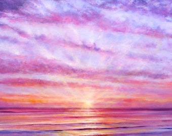 Seascape Sunset Large Greeting Card ~ Sunset Rhapsody II