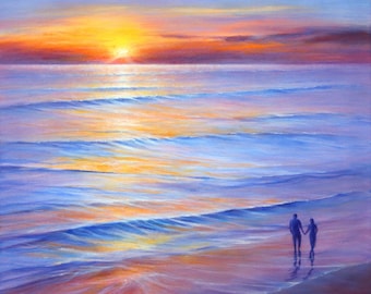 Sunset Seascape Greeting Card Couple Beach Romantic A Day To Remember