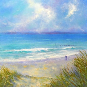 Carte de voeux de plage de paysage marin ~ Notre promenade sur la plage