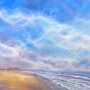 Biglietto d'auguri con paesaggio marino e spiaggia ~ Giorni d'estate