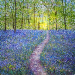 Wenskaart Bluebells Woodland Trees ~ Bluebell Woods