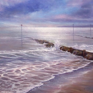 Carte de voeux artistique paysage marin du Dorset Avon Beach The Quiet Shore