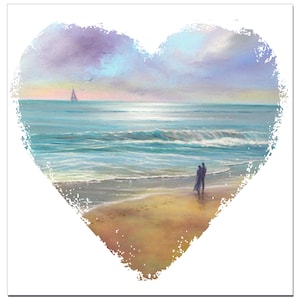 Zeegezicht Valentijnsdag, romantisch, bruiloft, jubileumwenskaart ~ Ocean D'amour Heart II