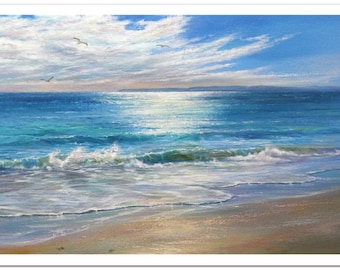 Windswept Shore Seascape Giclee Print On Paper