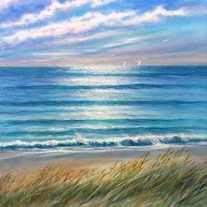Wenskaart zeegezicht strand ~ Naar het strand