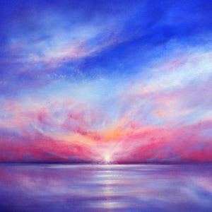 Zonsondergang zeegezicht wenskaart ~ serene avond