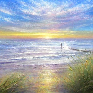 Wenskaart zonsondergang zeegezicht ~ strandzonsondergang