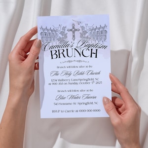Watercolor Baptism Invitation Template: Church Dove Design (Canva Editable, Digital Download