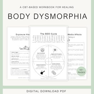 Body Dysmorphia Worksheets, CBT Tools for Body Image Recovery, Body Dysmorphic Disorder Workbook, Mental Health Healing, Emotional Wellness