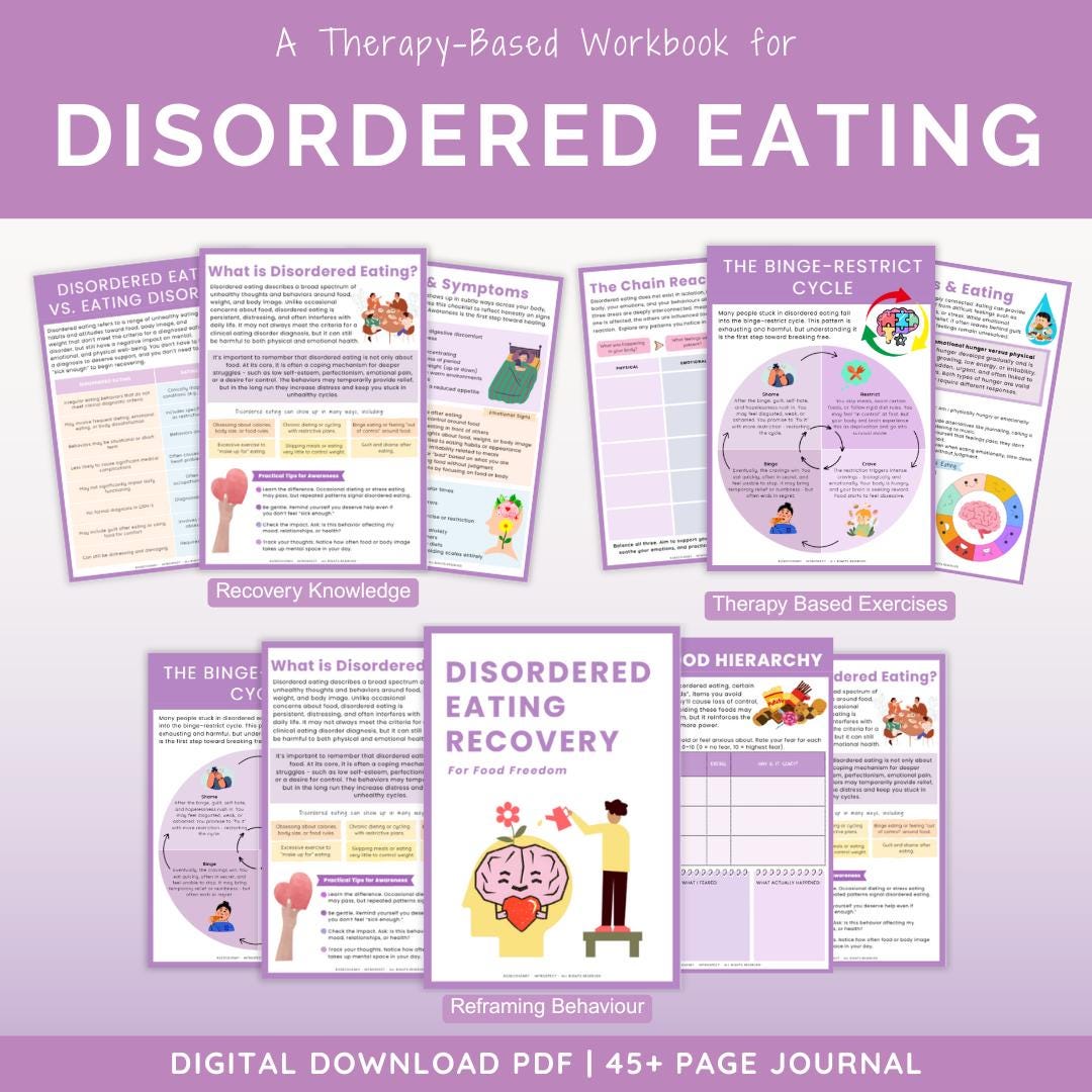 Disordered Eating Workbook: CBT DBT Therapy Journal (PDF Download A4 ...