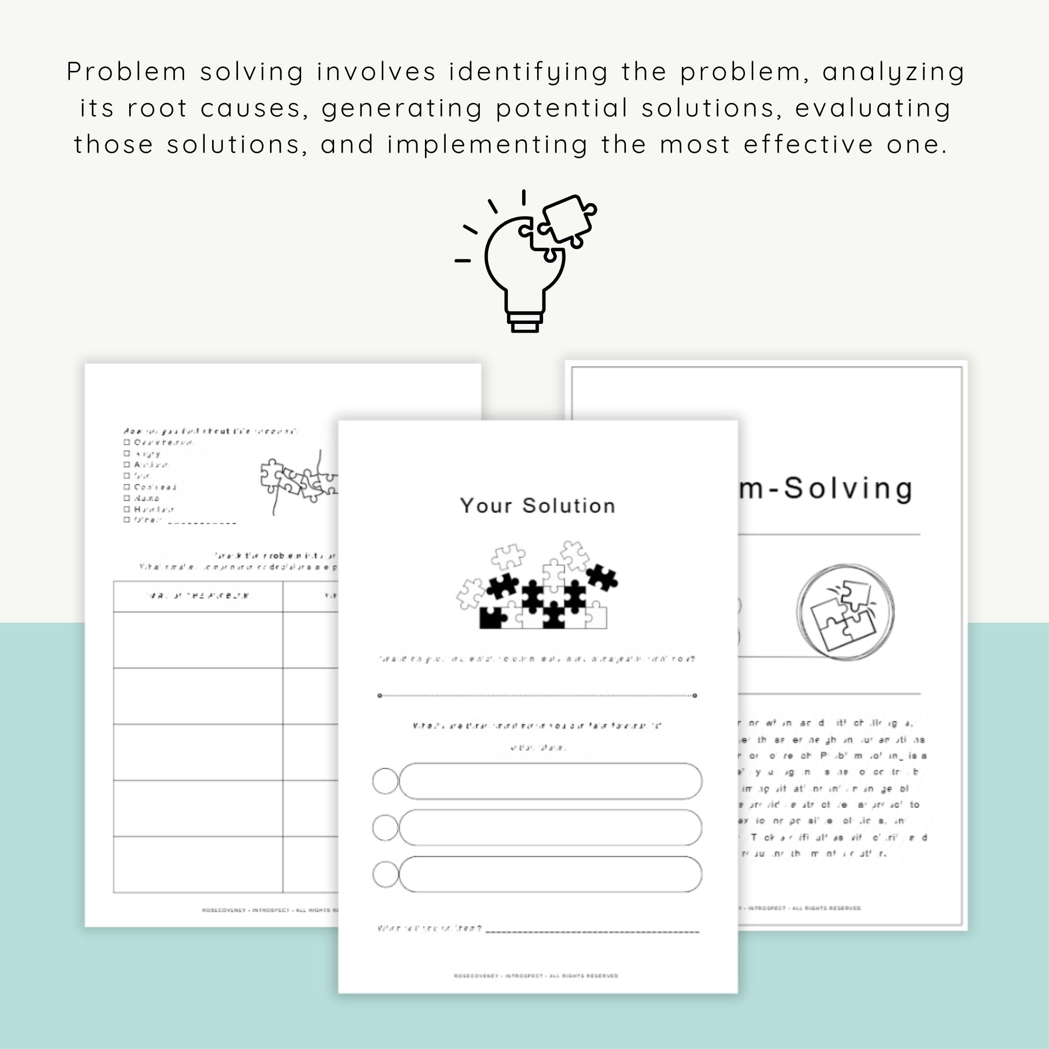 Self Made Problem Problem Solving Worksheet: CBT Mental Health Self-help (PDF Download A4 ...