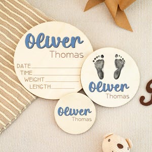 Disque en bois pour faire-part de naissance de bébé - cercle de statistiques de naissance nouveau-né - carte d'étape importante - panneau de l'hôpital Hello World - accessoire photo en bois - Plaque