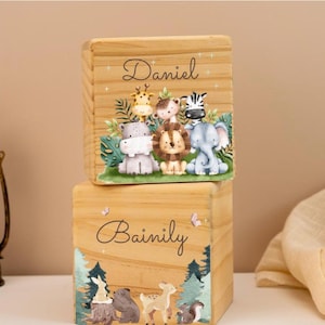 Personalized Animal Piggy Bank,Custom Baby Money Box,Children Wooden Money Box with Name,Cash Box for Child, Baby Shower Gift, Baby Birthday