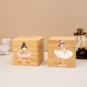 名前入りのパーソナライズ貯金箱、女の子用貯金箱、子供用貯金箱、木製貯金箱ギフト、子供へのギフト、保育園の装飾、女の子用貯金箱