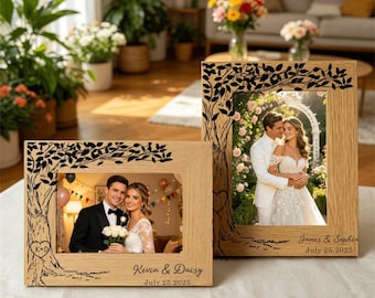 Presente de Noivado Personalizado | Presente para Casal Recém-Noivos | Porta-Retrato Gravado, Presente para Noivos, Presentes de Natal para Casais