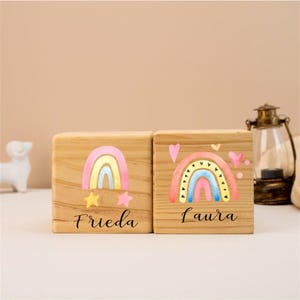 Personalized Rainbow Piggy Bank, Custom Baby Money Box, Baby Girl Gift, Children Wooden Money Box, Birthday Gifts for Kid, Wood Piggy Bank