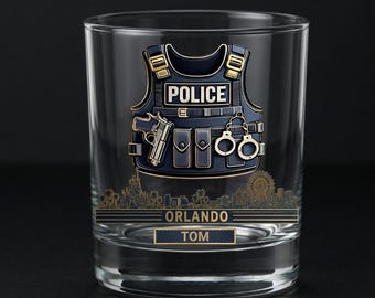 Vaso de whisky con silueta de ciudad, nombre personalizado, regalo personalizado de la ciudad, artículos de bar de estilo clásico, cristalería única para hombres.