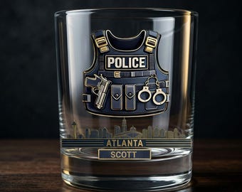 Vaso de whisky personalizado con el horizonte de la ciudad, regalo personalizado de la ciudad, artículos de bar únicos de Atlanta y Filadelfia, vasos Old Fashioned con nombre grabado.