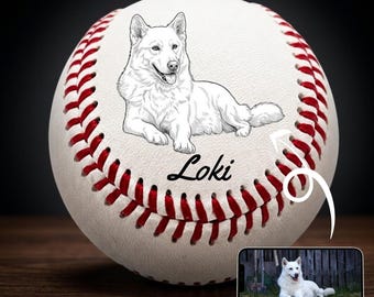 Pelota de béisbol personalizada grabada con láser, foto y nombre de mascota personalizados, regalo conmemorativo para perros, recuerdo para quienes perdieron a su mascota.