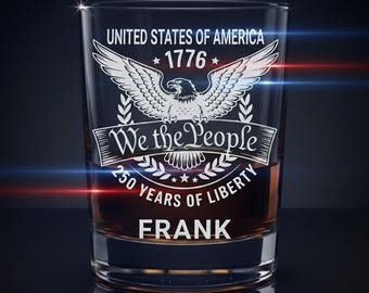 Vaso de whisky personalizado, grabado "We the People 1776 Old Fashioned Bourbon" Regalo, Regalo para él, Regalo con nombre personalizado, Regalo personalizado