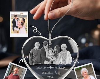 Personalized Memorial Glass Ornament, Custom Family Photo Ornament, Add Deceased Loved One, Sympathy Gift, Remembrance Keepsake
