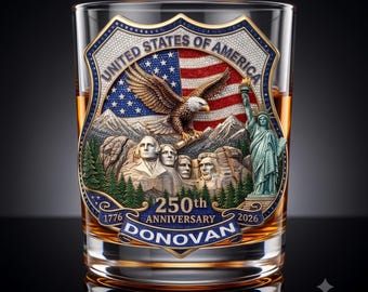 Vaso de whisky personalizado, regalo patriótico americano para papá, vaso Old Fashioned personalizado para veteranos, regalo del Día del Padre para él.