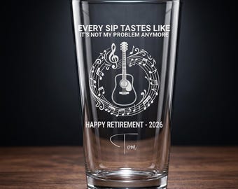 Vaso de cerveza personalizado de 473 ml (16 oz) con diseño de guitarra grabado con láser, regalo divertido para amantes de la música, nombre personalizado 2026.