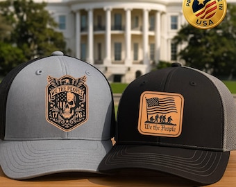 American Pride Trucker Hat, Patriotic Leather Patch Cap, USA Flag Mesh Snapback, Freedom Gift for Men, Made in USA