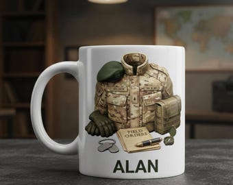 Taza personalizada para soldados con nombre personalizado, taza de café con uniforme militar, regalo de agradecimiento para veteranos del ejército.
