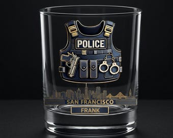Vaso de whisky personalizado con silueta de ciudad, regalo con nombre personalizado, vaso grabado con paisaje urbano, vaso Old Fashioned de 325 ml.