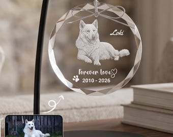 Adorno de cristal personalizado para mascotas, adorno con foto de mascota grabado con láser a medida, recuerdo del Puente Arcoíris, regalo conmemorativo para perros y gatos