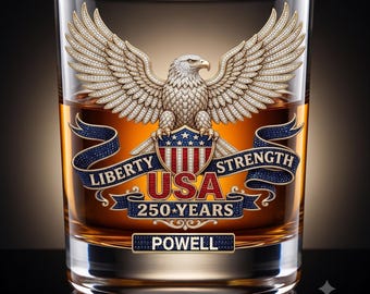 Vaso de whisky Eagle personalizado, vaso Old Fashioned con nombre personalizado, regalo patriótico para él, Día del Padre, regalo para veteranos
