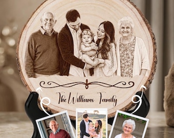 Personalized Memorial Wood Slice Photo Engraving, Add Deceased Loved One, Custom Family Photo Plaque, Sympathy Gift