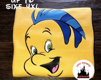 Flounder Shirt, The Little Mermaid, Flounder Shirt, Flounder Face Shirt, Ariel, Disney DTF