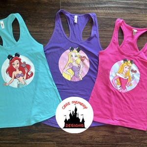 Disney Princess Tank,  Disney DTF, Ariel Tank, Rapunzel Tank, Aurora Tank