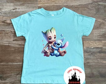 Stitch & Groot Shirt, Stitch Kids Shirt, Ohana Shirt, Guardians Shirt, Stitch Birthday