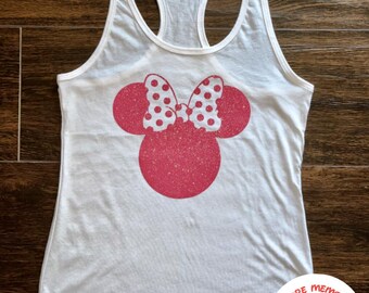 Glitter Minnie Mouse Shirt, Custom Minnie Glitter, Matching Minnie Shirts