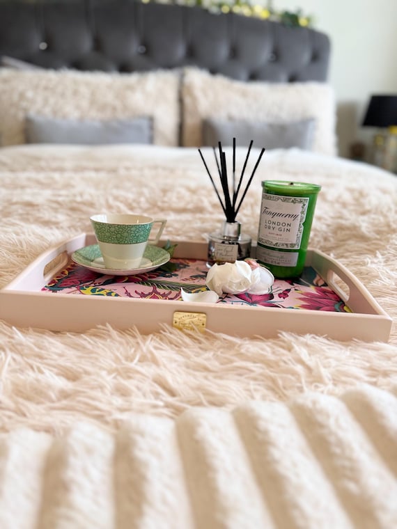 Beautiful pink serving ottoman tray beautiful homes