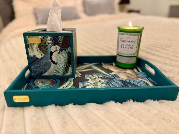 Beautiful green serving ottoman tray beautiful homes