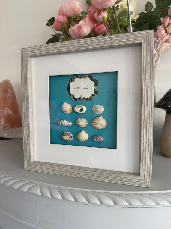 Handmade seashell frame Cornwall theme beautiful homes unique gift for her and him